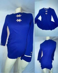 VTG 50S 60S WOMENS S BLUE CHEERLEADER MAJORETTE SCHOOL UNIFORM MINI DRESS