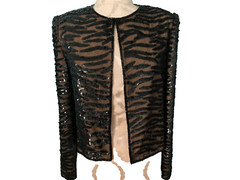 VTG ANDRETTA DONATELLO Jacket Black Sequin Gold Lined Long Sleeve Women’s Top XS