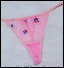 Vintage VICTORIA’S SECRET Sheer PANTIES Cupcakes THONG String Bikini Pink ~M/L
