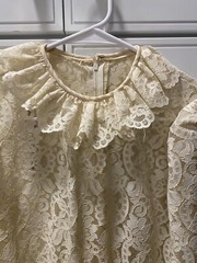 Vintage Oggee by Rizkallah Dress Cream Modest Long Sleeve Lace Prom Wedding