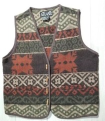 Vintage At Last Wool Vest Women Sz M Wood Buttons Aztec Southwest Style