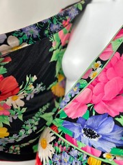 Leonard Paris 1990s Floral Print Jersey Wrap Dress Bergdof Goodman sz 8 France