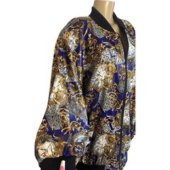 Vintage 80s Venezia Vitale Baroque Clocks Bomber Jacket