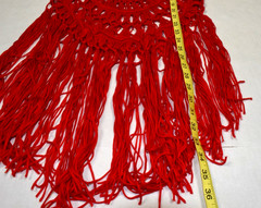 Vintage Crocheted Tank Top Size S/M 70s Cherry Red Silky Thread Long Fringe