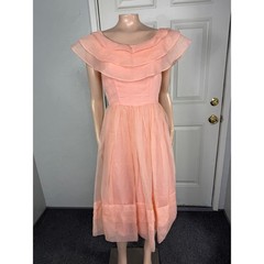 Vintage 70s Amy Rose Women’s Dress Party California Formal Peach Evening R3-5