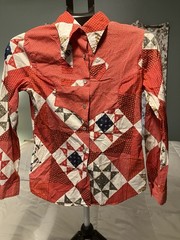 Vintage 1970s You Babes Patchwork Quilt Print Western Snap Shirt Women’s S