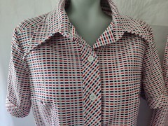 Vintage 1960s RN 37863 – 2 pc Red White & Blue Check Pant Suit & Top Size 18 1/2