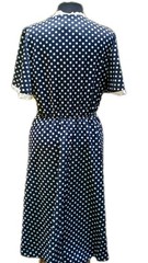 Vintage MW 60s Women’s Sz16 Navy Blue Polkadot Midi Dress PinUp/Rockabilly Retro