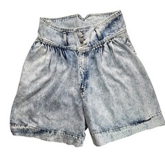 Bonjour Vintage 80s Acid Wash High waisted Pleated Front Shorts Throwback OG