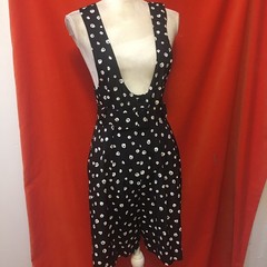Vtg 90s Morgan & Co open front romper belted black floral xs/s party racerback
