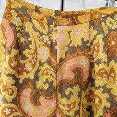 VTG Sportempos Flat Front Side Zip Straight Leg Floral&Paisley Print Pant XXS/XS