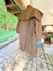 Old Vtg Brown Claybourn Oil Skin Cotton Horse Riding Coat Jacket Sz 76 Australia