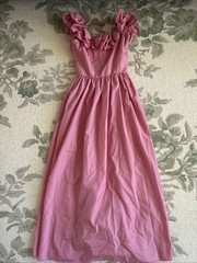1980s Pink Vintage Floor Length Grown With Fitted Waist And Full Skirt