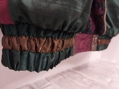 Vtg 90s Iridescent Patchwork Velvet Tapestry Full Zip Puffer Jacket Women’s XS