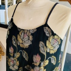 1970s 1980s Metallic Floral Tank Disco Camisole New Wave Romantic Goth