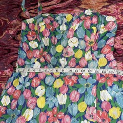 Vintage GaBar Cotton Play Swim Suit Sz 18 Union Label Pretty Tulips Built Bra