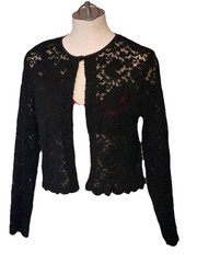 Dress Barn Lace Shrug Bolero Cardigan Black Sheer Scalloped Sexy Small Y2K VTG