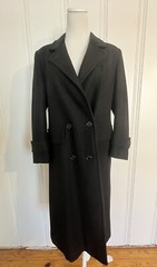 Vintage Haywood And Stein Wool Coat Velvet Collar Long Black Classic FAST SHIP