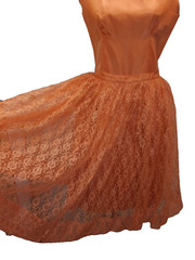 Vintage 1960’s Orange Rayon Taffeta Tulle Party Dress Size Small