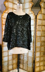 Vintage 1980s Donna Karan evening oversize top 30 inch long 32 inch flat.