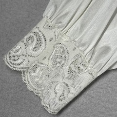 Shadowline Nightgown Lace Bodice Maxi Women’s S Longsleeve 55” Long White
