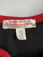 Vtg Narodna Radinost Beograd Folk Art Black Red Floral Handcrafted Vest Size 38