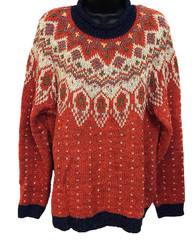 Vtg Claudia D. Misses L Pullover Sweater Multi-Color Fair Isle Wool Blend Retro