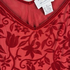 Y2K Crushed Red Velvet Babydoll Cami Burnout Vintage Lingerie S M L Vampy Vixen