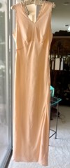 1930’s Embossed Pure Silk Dress, bias cut, extra long length, medium size