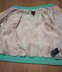 Vtg Y2K 2B BEBE Seashell Starfish Beach Scene Tropical Ocean Bomber Jacket S