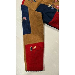 Koret City Blues Vintage Patchwork Embroidered Jacket Blue Red Tan Large