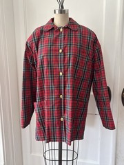 Vintage Adrienne Vittadini Sport Red Plaid Cotton Outdoor Coat Small