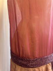 Vintage Antique 20s Flapper Dress Silk Chiffon Pink Ombre Beaded As Is XS