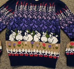 Labors of Love Easter Bunny Rabbit Pull Over Purple Knit Sweater S 36 x 23 in