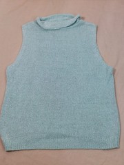Vintage Y2K Sparkly Sleeveless Turtleneck Silk Angora Knit Top Aqua Blue Spring