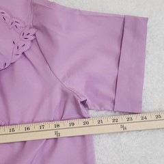 Vintage M Lilac Purple Ruffle Button Blouse Cut Out Flowers #1462