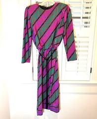 Toni Todd Dress Vintage Union Made Women’s Size 12 Tassel Belt Long Sleeve EUC