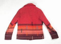 1930’s TOWN & COUNTRY ART DECO INDIAN BLANKET STYLE JACKET COAT SLUB STRIPE VTG