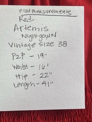 Vintage 50s Artemis Ruched Lace Nightgown Siren Red SZ 38 Med Belted Cap Sleeve