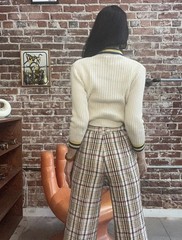 70s VTG Ms. Lee Plaid Wide Leg Flared Pants 24” Waist 34” Hip 29” Inseam