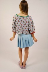 80s Teddy Bear Crop Top (XL) blue white vintage womens Avon striped kidcore cute