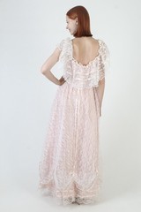 Vintage Dance Allure Prom Dress Alfred Angelo White Lace Pink Victorian Dress 11