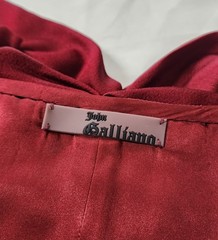 VTG John Galliano 2007 Burgundy Red Crepe Satin Bias Cut Dress Sz 12/ 44 Y2K