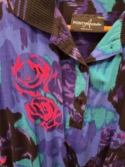 Positive Attitude Retro Collared Shirt Blue Purple Floral