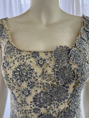 1960s Terry Allen Milgrim Beaded Floral Applique Cocktail Dress