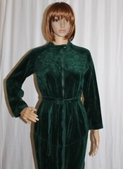 Vintage Velour JumpSuit PlaySuit Forrest Green Patty Woodard Racer Bond Girl M/L