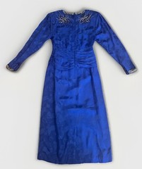 VTG 80s D’ore Della Roufogali Royal Blue Beaded Silk Cocktail Dress Sz 6 MINT