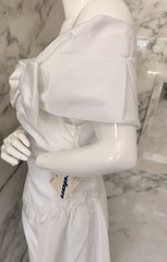 Vintage 80s Jordan Chiara White Dress Off Shoulder Bow Peplum Bridal Formal 12