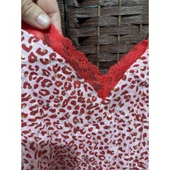 Victoria’s Secret Pink Leopard Lace Cami Top L Gold Accent