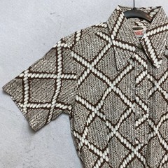 Fruit of the Loom Shaggy Shirt Women M Brown Geometric Knit Banded Waist Vintage